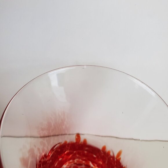 Hand Blown Flared Rim Shot Glasses Flaming Orange-Red To Clear 4 Set Barware - Picture 11 of 11